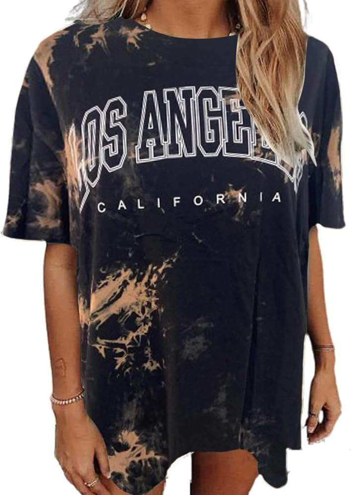 Avanova Women's Letter Print Short Sleeve Oversized Tee Casual Loose T Shirt | Amazon (US)