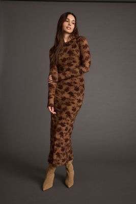 Casanova Brown Floral Maxi Dress L | 12th Tribe