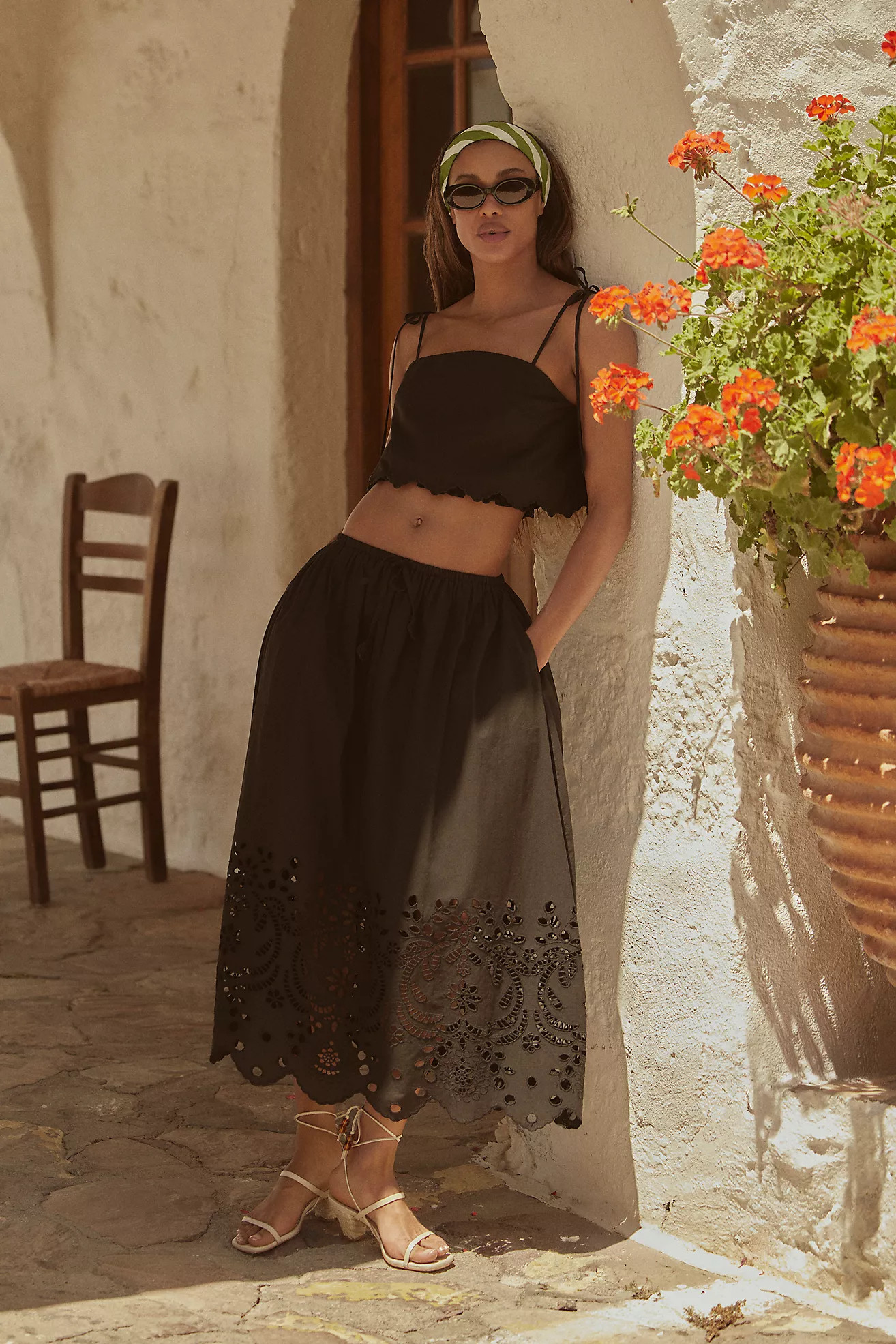 En Saison Delilah Lace-Hem Midi Skirt | Anthropologie (US)