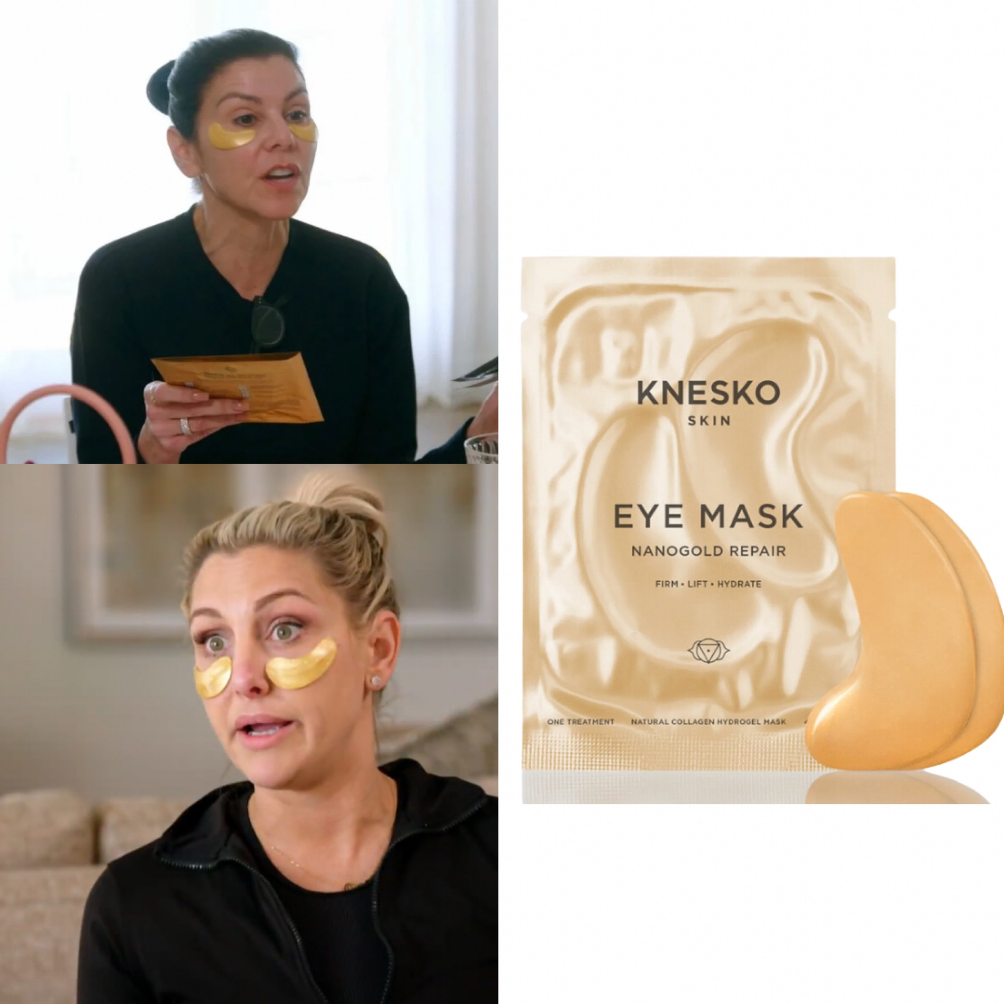 Heather Dubrow and Gina Kirschenheiter’s Gold Eye Masks
