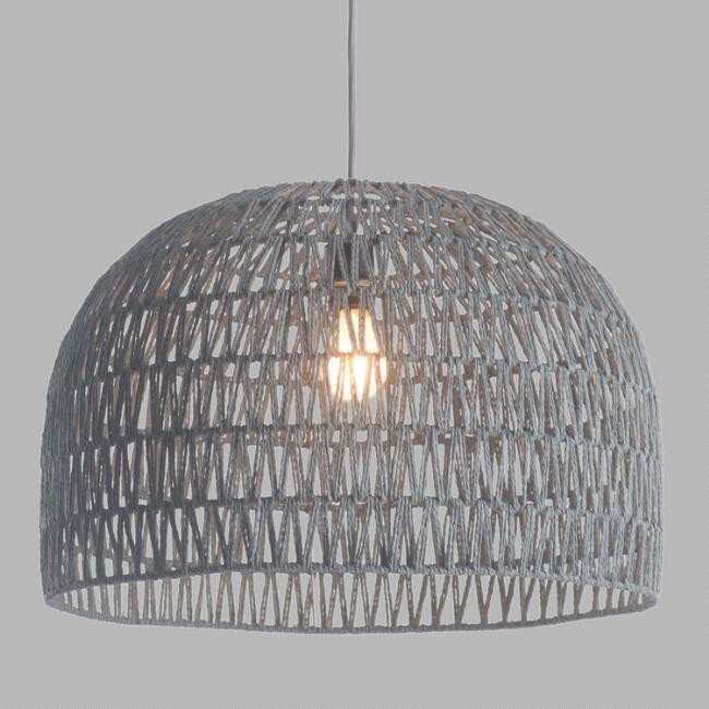 Gray Zigzag Open Weave Dome Laurel Pendant Lamp | World Market