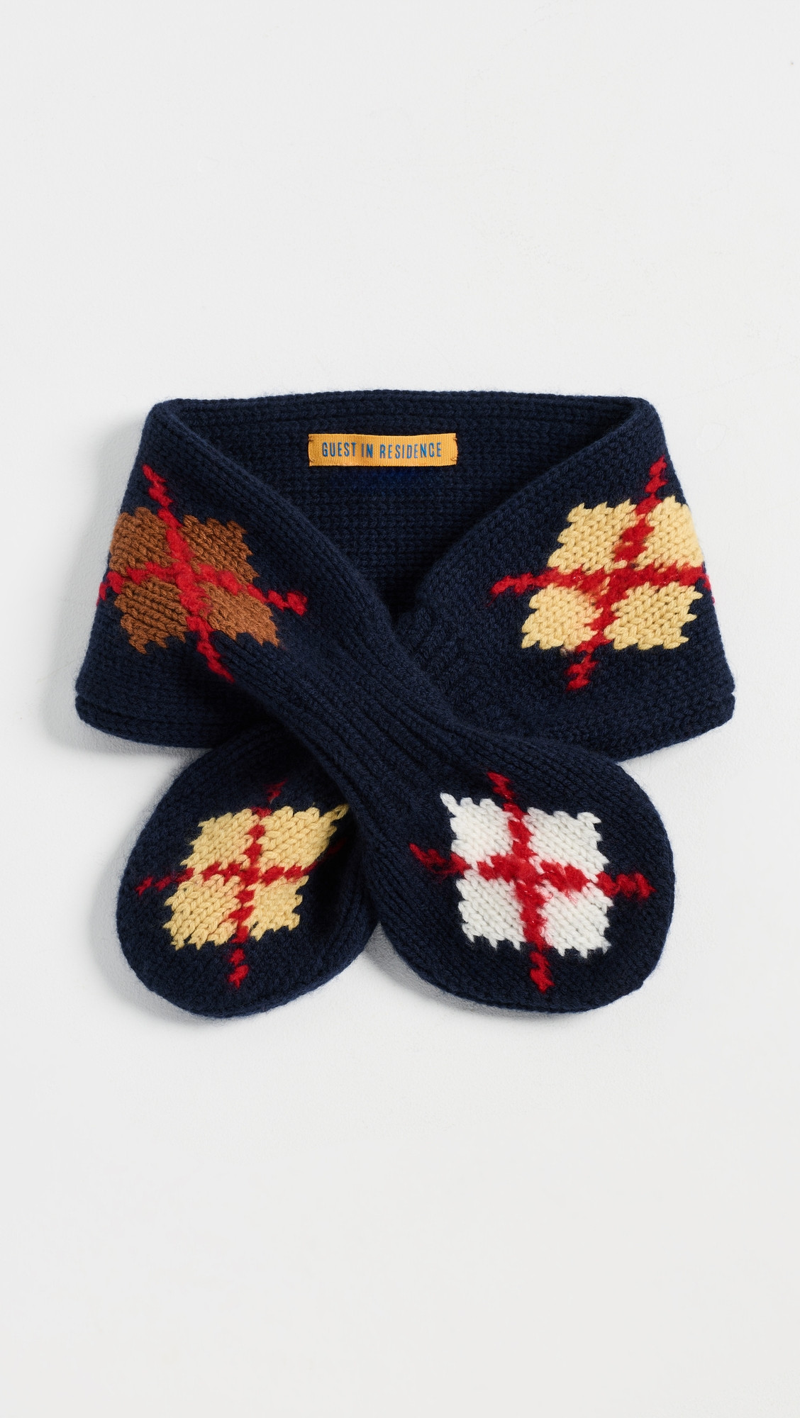 Guest in Residence Argyle Bowtie Scarf Midnight Combo One Size | Shopbop