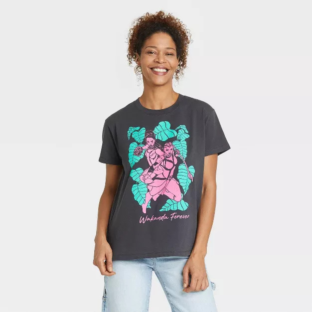 Women's Marvel Wakanda Forever Women Warriors Short Sleeve Graphic T-Shirt - Black | Target