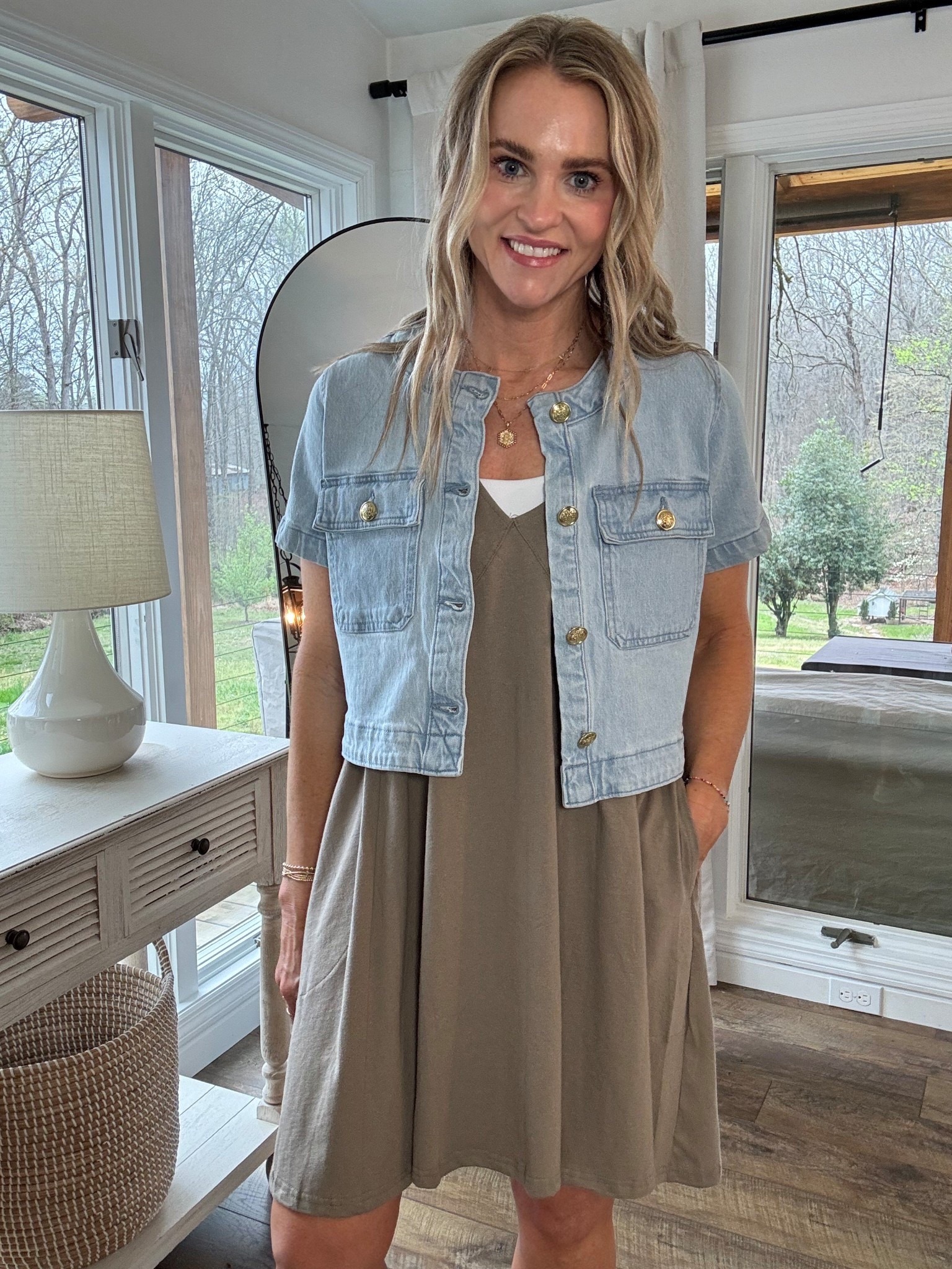 LOVE this Amazon dress with the Walmart denim jacket (shirt)! 
5’7”/140 Size small in both

#LTKOver40 #LTKWorkwear #LTKootd