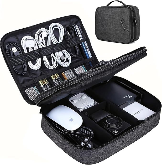 Electronic Organizer, BAGSMART Accessories Organizer Travel Double Layer Electronics Bag Large fo... | Amazon (US)