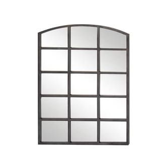 48 in. x 36 in. Black Glass Industrial Arch Wall Mirror | The Home Depot