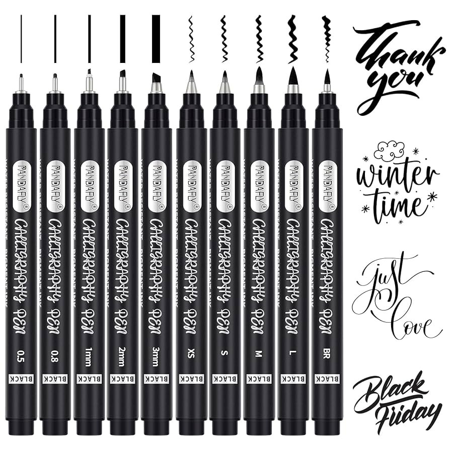 PANDAFLY Calligraphy Pen, 10 Size Calligraphy Pens for Writing, Brush Pens Calligraphy Set for Be... | Amazon (US)