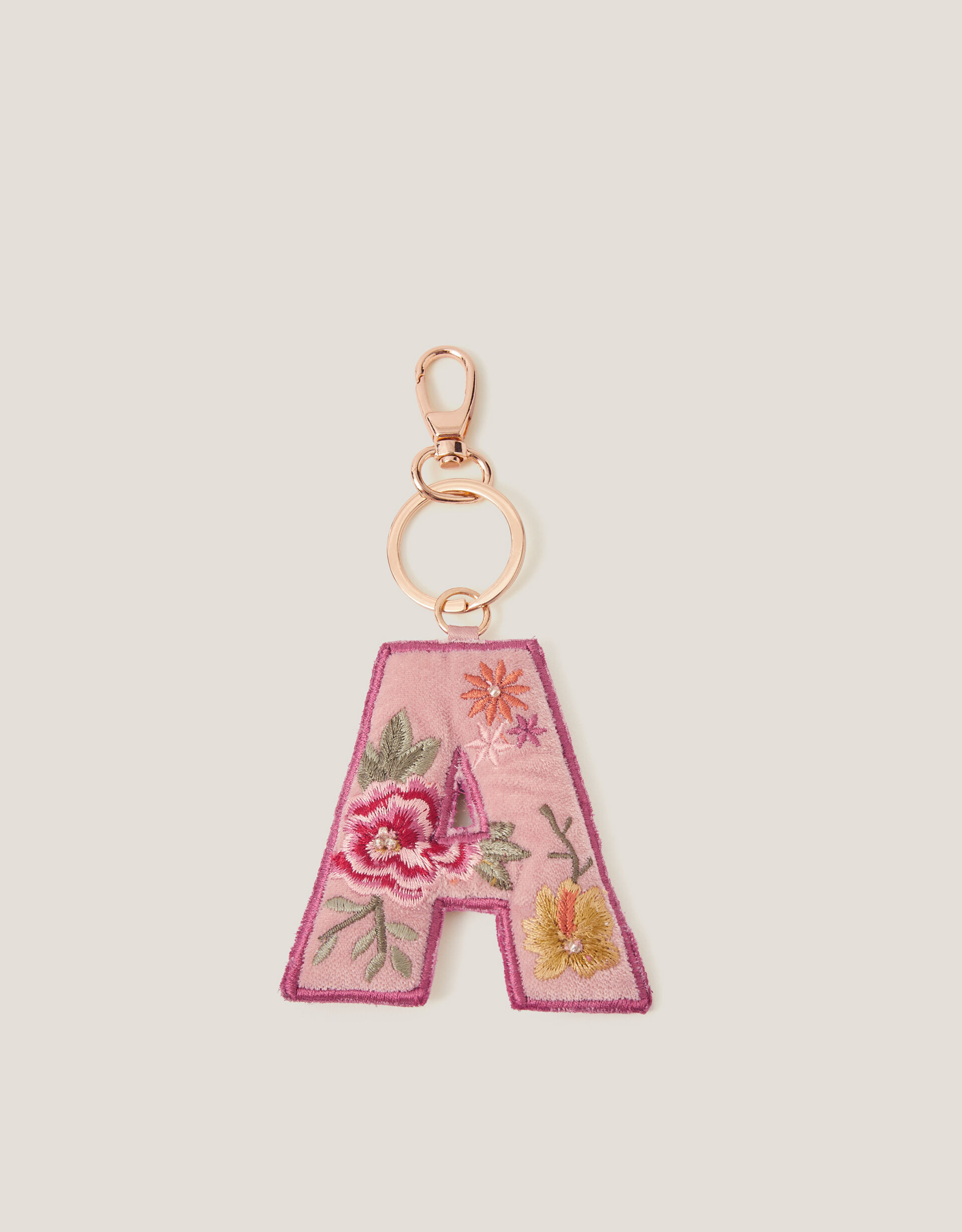 Floral Embroidered Initial Keyring Pink | Monsoon (UK)