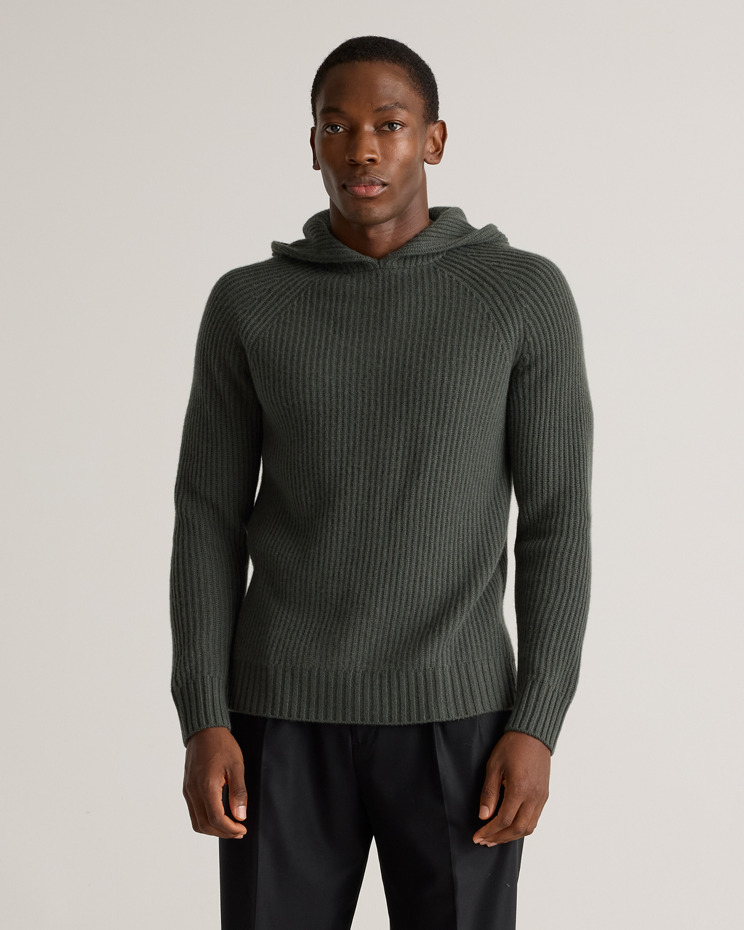 Mongolian Cashmere Fisherman Pullover Hoodie in Moss | Quince