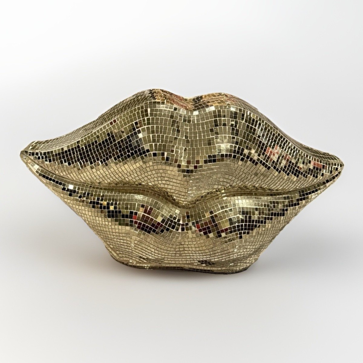 Jumbo Gold “Disco Lips” Sculpture 18”Handmade Mirror Tile Mosaic 80s Decor Rare | eBay US