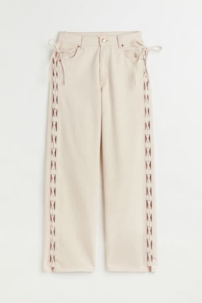 Lacing-detail Straight High Jeans | H&M (US + CA)