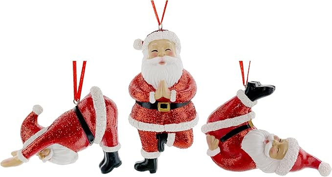 Yoga Christmas Ornaments - Set of 3 Yogi Santas in Yoga Poses | Amazon (US)