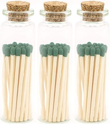 River Birch Forest Green Tip Decorative Matches | 60+ Small Premium Wooden Safety Matches | 3 Bot... | Amazon (US)