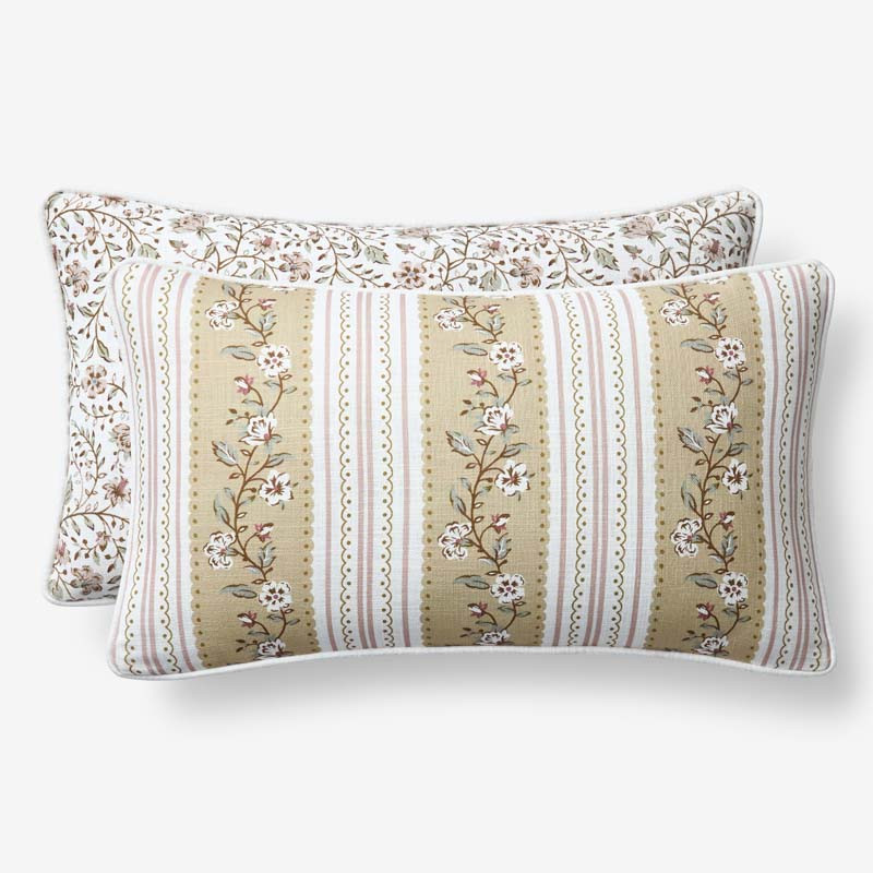 Floral Sprigs Reversible Decorative Lumbar Pillow Cover - Multi, 12 in. x 21 in. | The Company Store