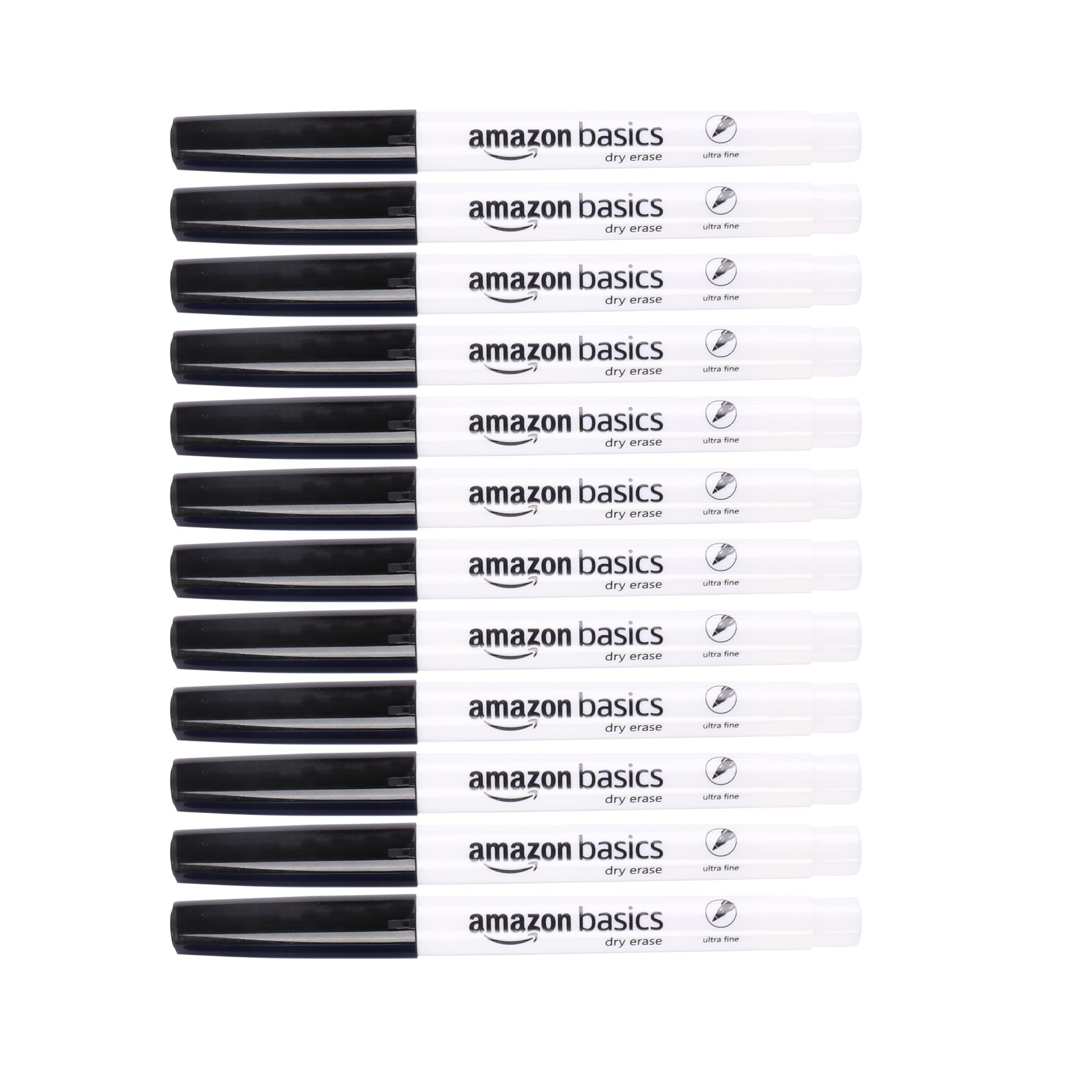Amazon Basics Dry Erase Markers, Low Odor Ultra Fine Tip, 12-Pack, Black | Amazon (US)
