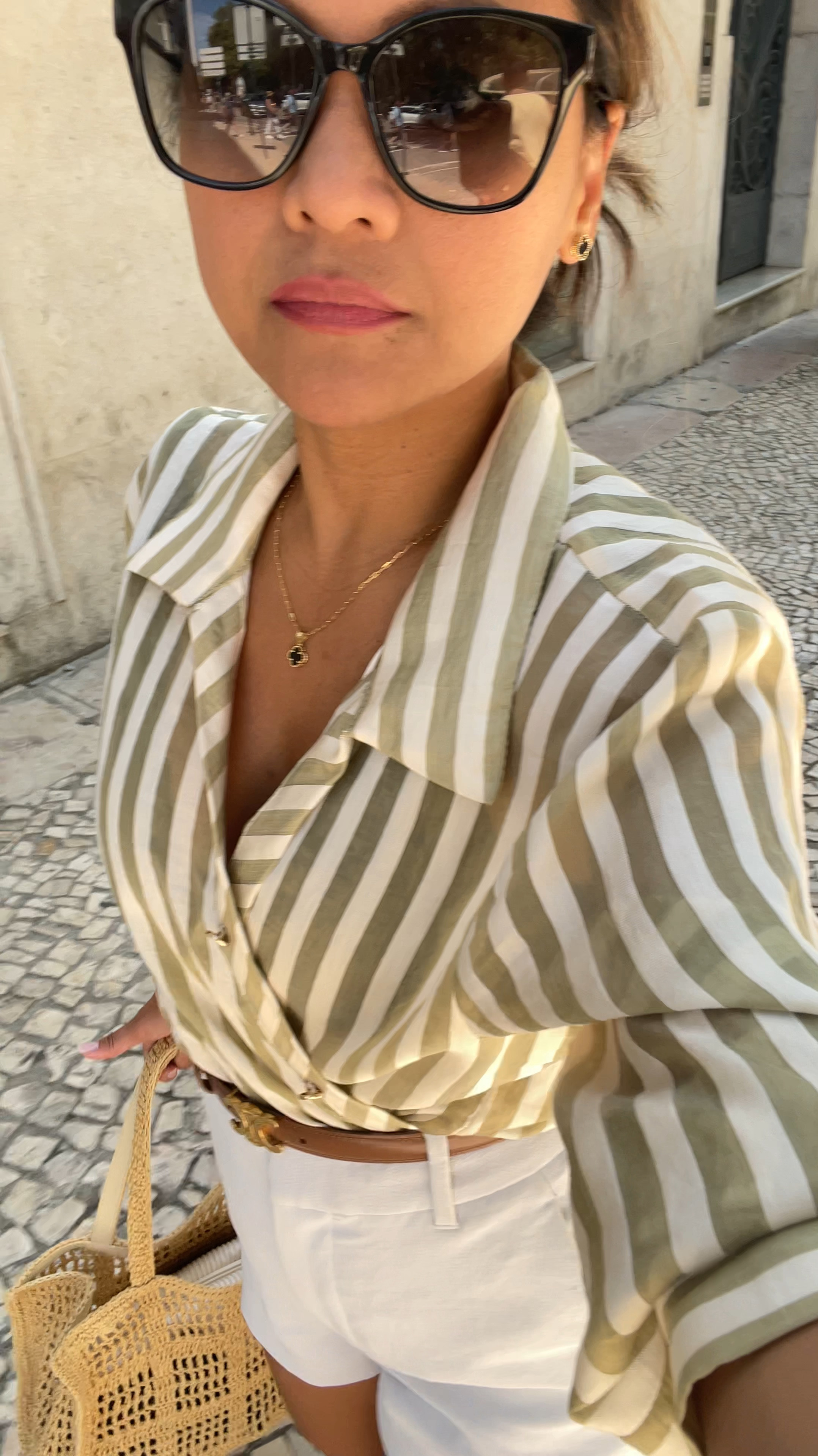 What I wore in Lisbon. My flats were comfy but not as comfortable as sneakers. Shirt I bought at Zara in Lisbon. 