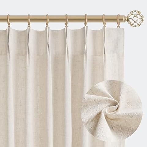 TWOPAGES 52 W x 96 L inch Pinch Pleat Unlined Darkening Drape Faux Linen Curtain Drapery Panel fo... | Amazon (US)