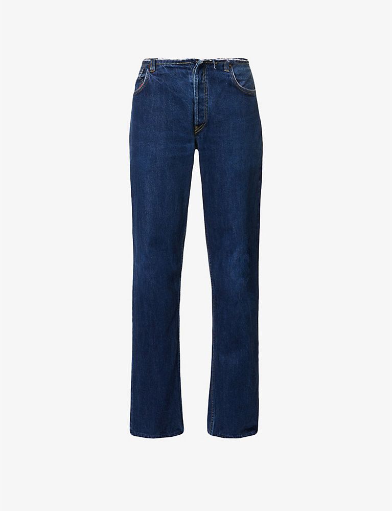 Distressed flared-leg low-rise upcycled denim jeans | Selfridges