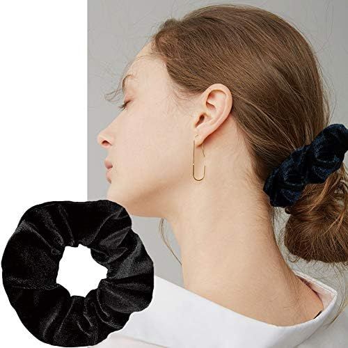 Guvass 2 Pack Hair Scrunchies Black Velvet Elastics Scrunchy Bobbles Soft Hair Bands Hair Ties for W | Amazon (US)