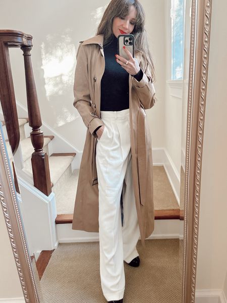 Need a quick classic easy outfit idea!? Here’s a great look: white trousers, turtleneck and trench coat for the win! 

#LTKworkwear #LTKstyletip #LTKSeasonal