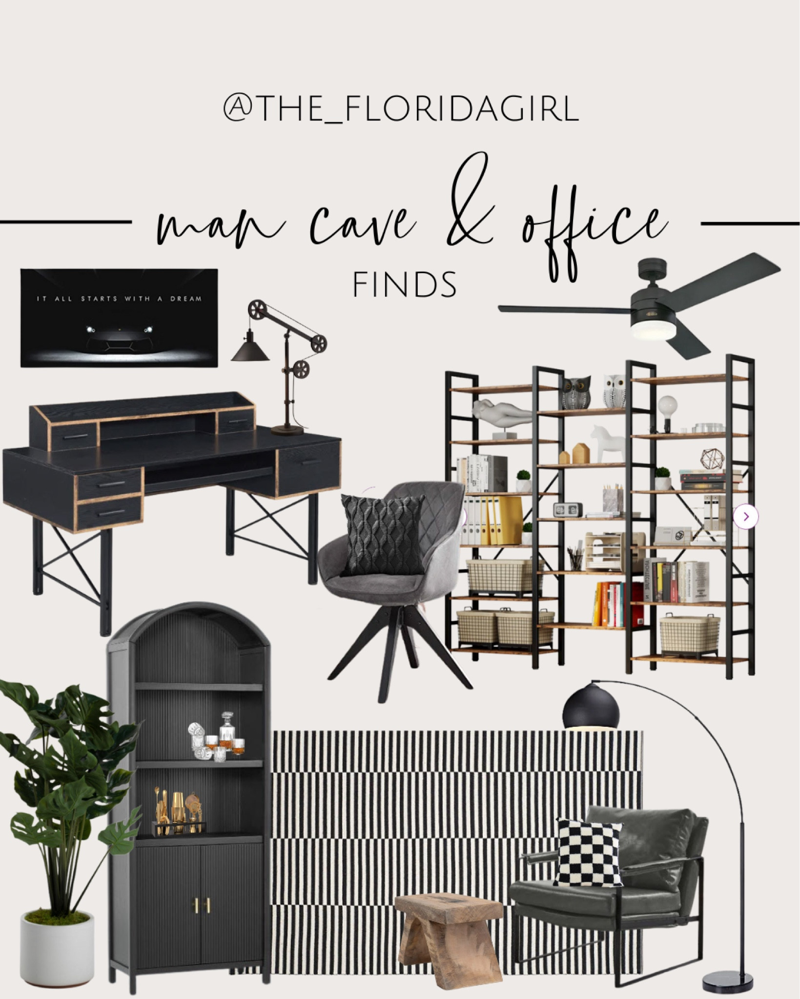 Industrial man cave office #mancave #office #amazon #industrial #modern #guysroom #hangout #organization #arearug #shelving #fan #desk #archedcabinet #targer #floorlamo

#LTKFind #LTKhome #LTKfamily