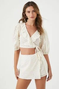 Floral Eyelet Mini Wrap Skort | Forever 21 (US)