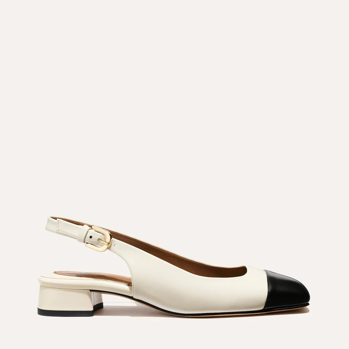 The Darcy Slingback - Cream and Black Calf | Margaux