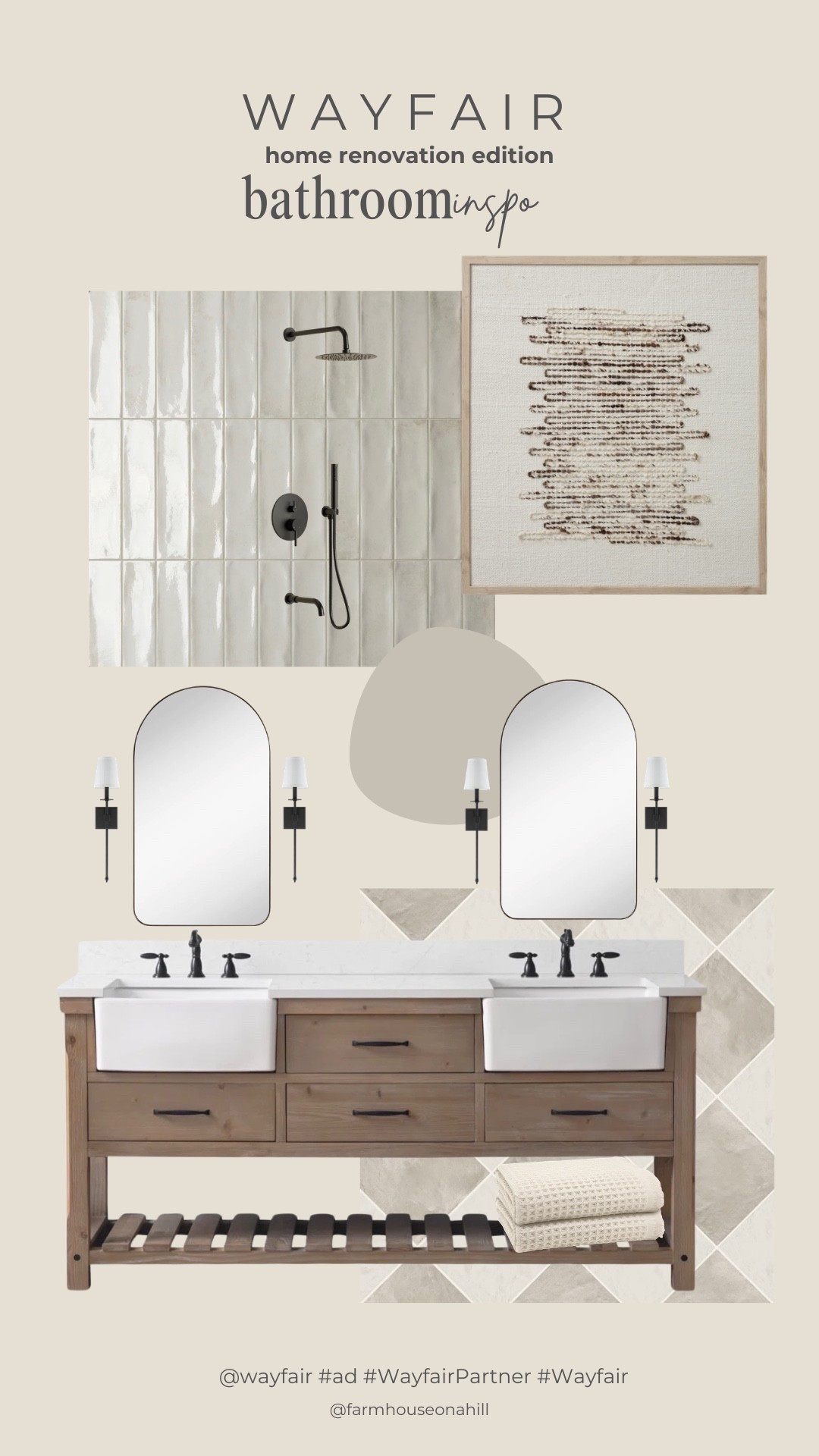 Primary bathroom renovation inspiration sourcing everything from @Wayfair also now I’m secretly planning a little primary bath glow up for my own space - that floor tile is STUNNING! 


#ad #wayfair #wayfairpartner 

#LTKSaleAlert #LTKHome