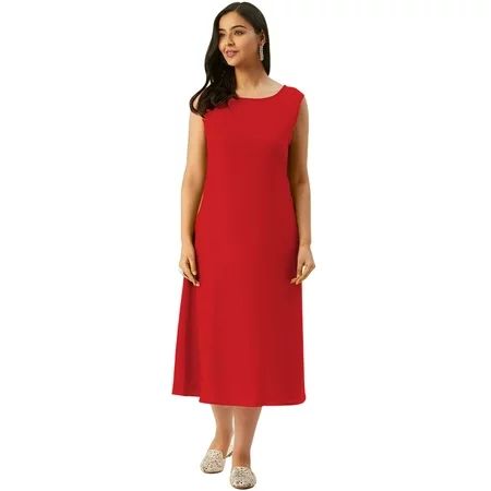 eloria Women Tunic Top Maxi Sleevless Round Neck Casual Dress Color : Rose Red Size : XS | Walmart (US)
