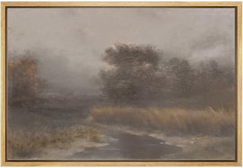 wall26 Framed Canvas Print Wall Art Foggy Field Rustic Nature Scene with Dramatic Atmosphere Illu... | Amazon (US)