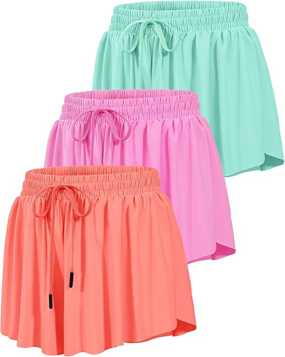 HASMES Girls Butterfly Shorts Teen Flowy Athletic Shorts for Running Dance Cheer 5-14Y | Amazon (US)