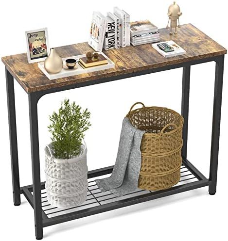 Ecoprsio Small Console Table Sofa Table with Mesh Shelves, 2 Tier Entryway Table Foyer Table for ... | Amazon (US)