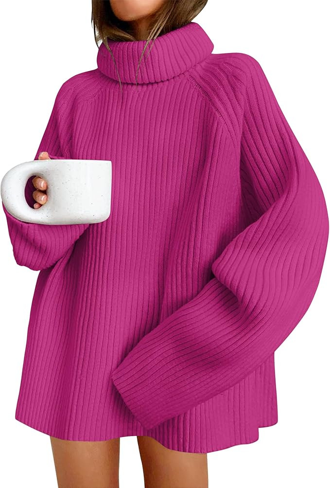 ZESICA Women's 2023 Winter Sweaters Oversized Turtleneck Long Sleeve Chunky Knitted Tunic Pullove... | Amazon (US)