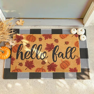 Fall Pumpkin Doormat 17"x30" Autumn Welcome Mat with Maple Leaves | Wayfair North America