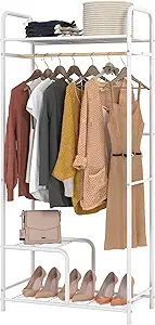 TZAMLI Clothes Rack with 3 Shelves and Rod, Metal Clothing Rack Garment Rack for Hanging Clothes,... | Amazon (US)