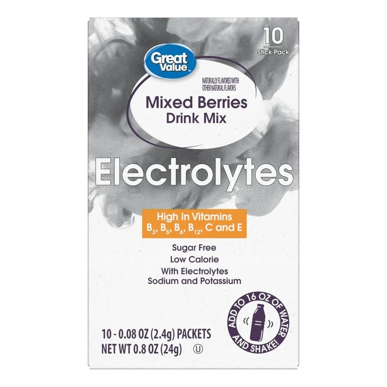 Great Value Electrolyte Mixed Berries Liquid Drink Mix, Sugar-Free, 0.85 oz, 10 Count | Walmart (US)