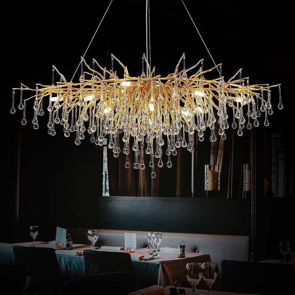 LIZZTREE Candelabros grandes dorados para comedor, lámpara rectangular L47 de rama para isla de ... | Amazon (US)