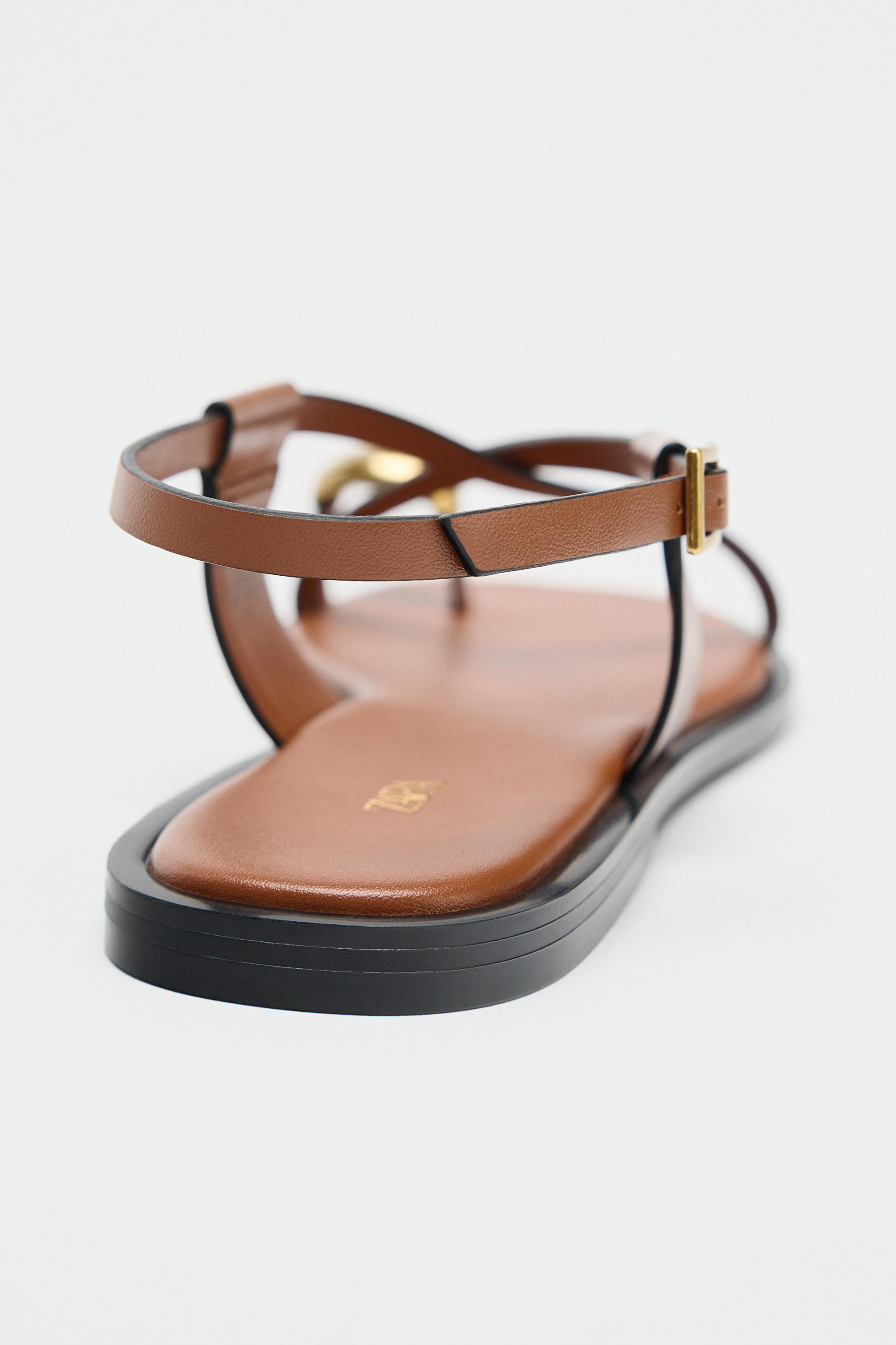 FLAT SANDALS WITH METAL TOE DETAIL | Zara UK