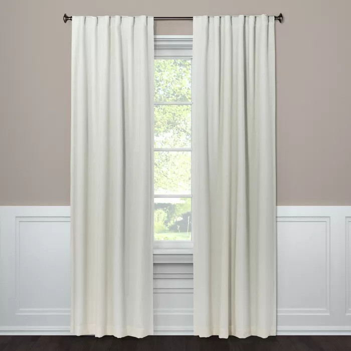 95"x50" Aruba Linen Blackout Curtain Panel Sour Cream - Threshold™ | Target