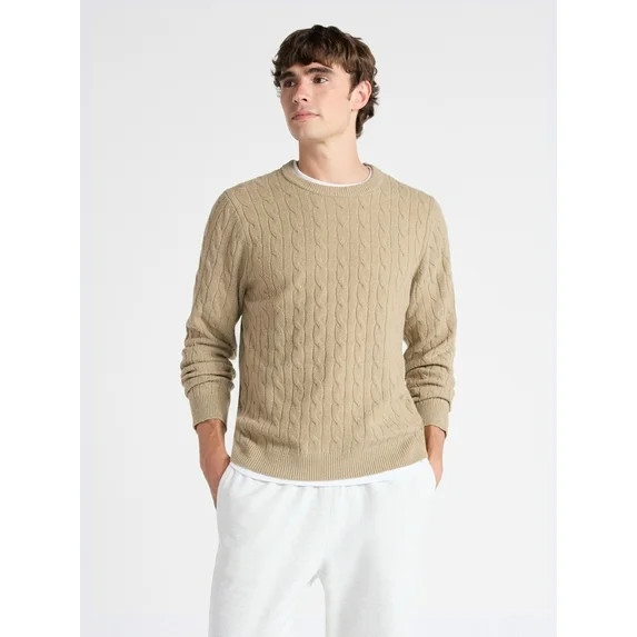 Free Assembly Men's Classic Cable Knit Sweater, Sizes XS-3XL | Walmart (US)