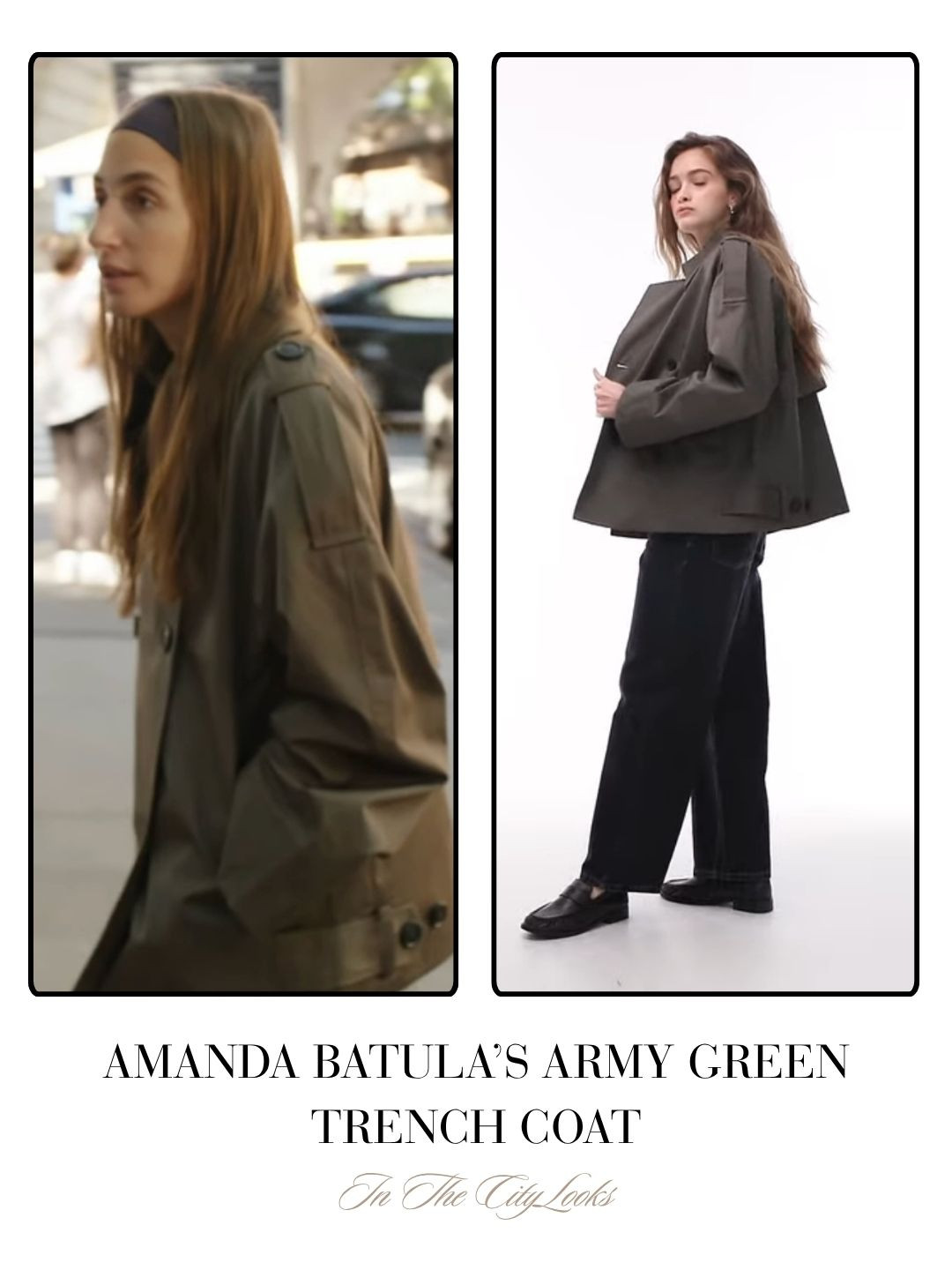 Amanda Batula's Army Green Short Trench Coat on In The City 

 