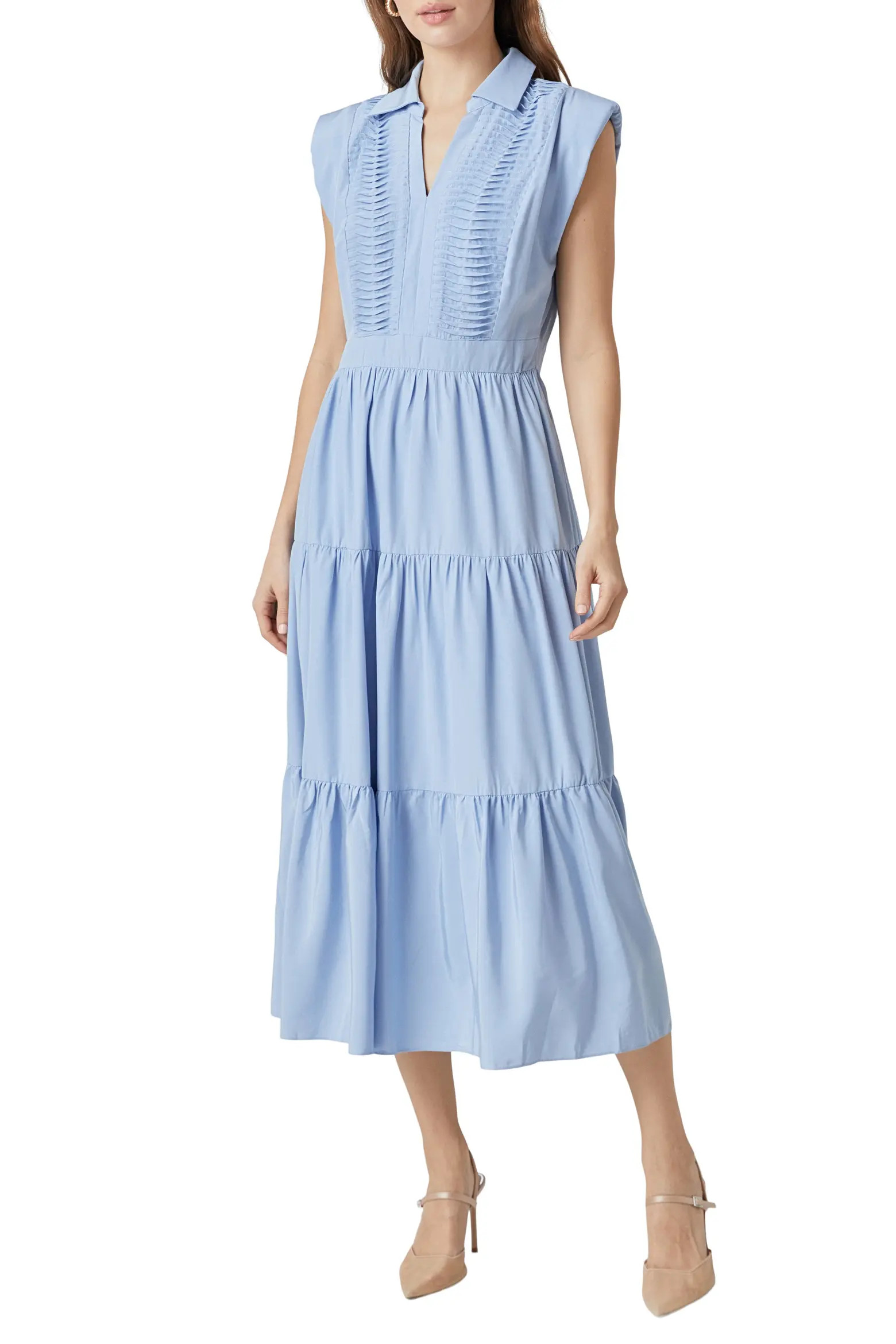 Endless Rose Pintuck Detail Tiered Midi Dress (Women) | Nordstrom | Nordstrom