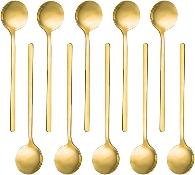 10 Pack Espresso Spoons, Gold Plated Stainless Steel Mini Teaspoons Set for Coffee Sugar Dessert ... | Amazon (US)