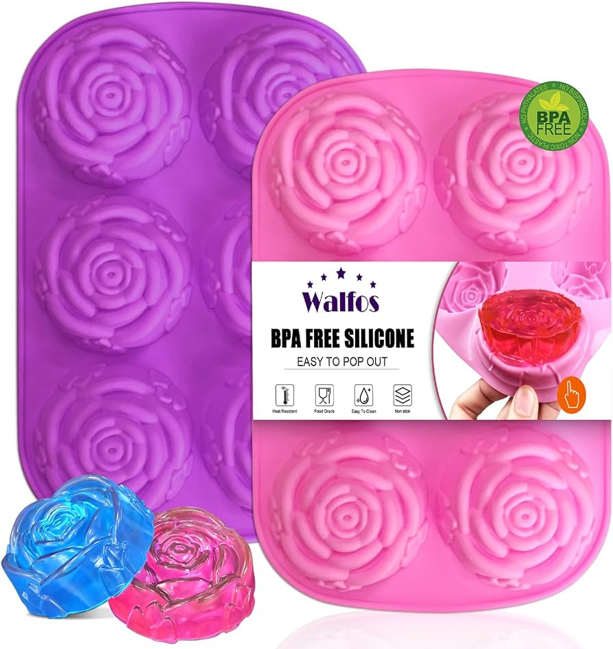 Walfos Rose Ice Cube Mold 2.8 Inch,Soap Mold, Make 12 Cute Flower Shape Ice. BPA Free and Dishwas... | Amazon (US)