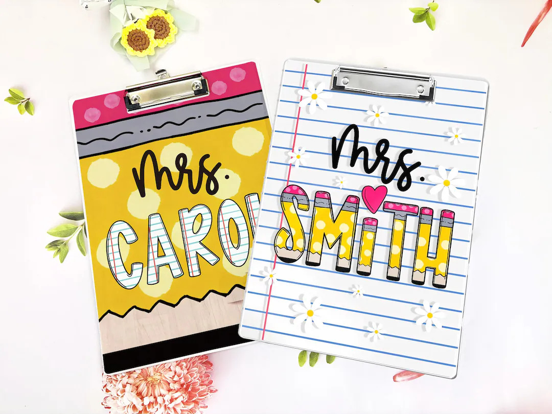 Personalized Name Teacher Back to School Gift, Custom Pencil Teacher Acrylic Paper Clipboard, End... | Etsy (US)