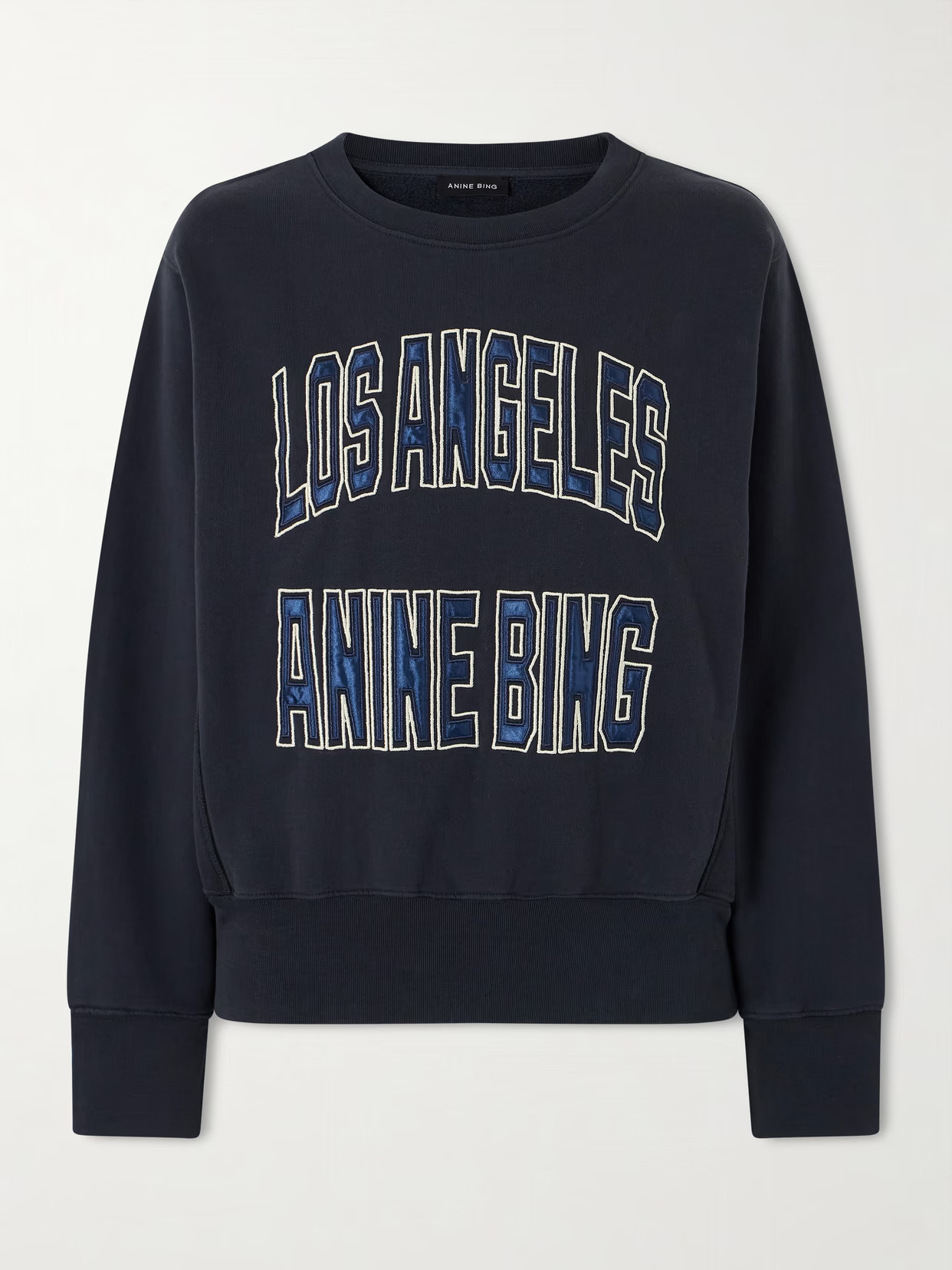 Anine Bing - Harry Embroidered Appliquéd Cotton-jersey Sweatshirt - Black | NET-A-PORTER (UK & EU)
