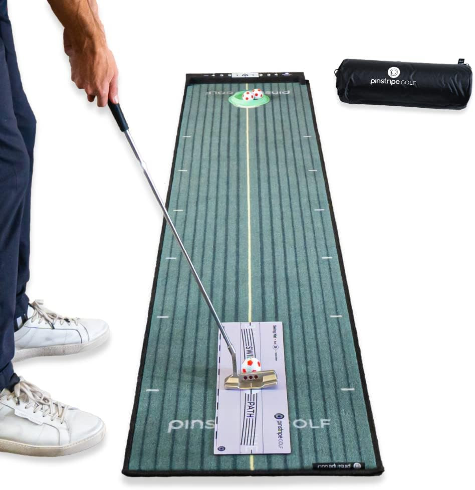 PINSTRIPE GOLF Putting Mat Indoor Studio - 4 Putting Aids - 3 Colors - 8ft Length | Amazon (US)