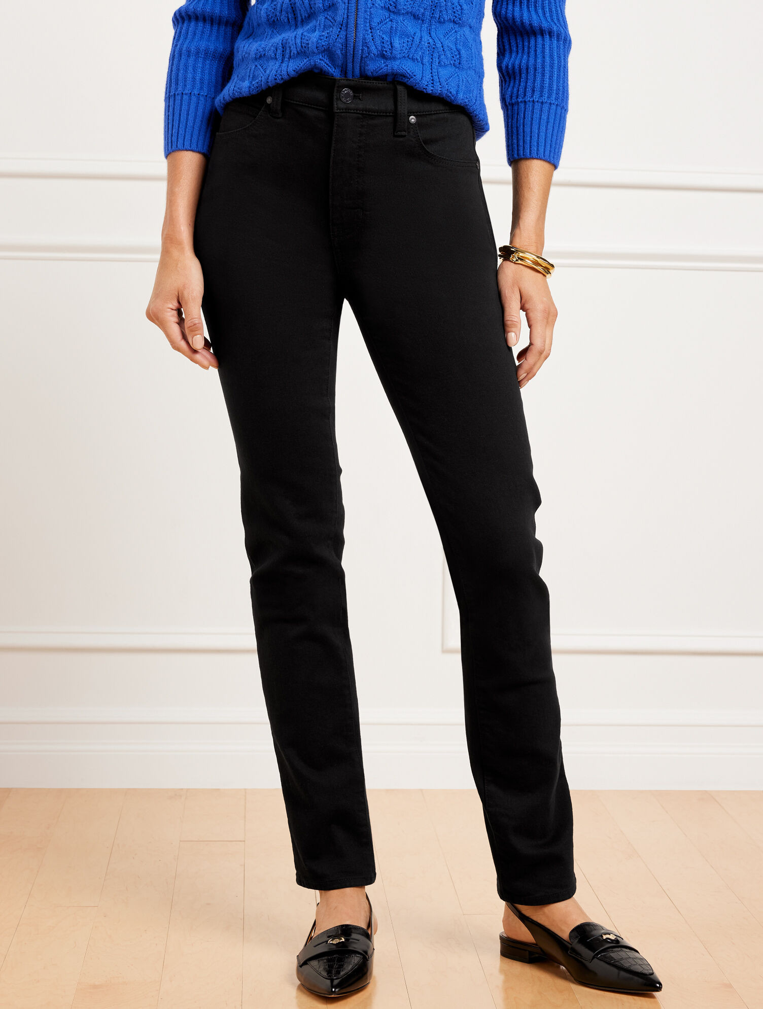 High-Waist Straight-Leg Jeans - Black | Talbots