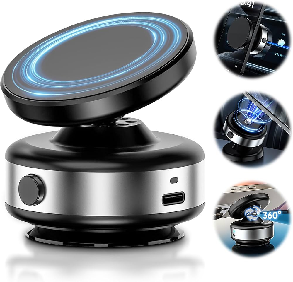 Upgraded 360° Adjustable Electric Vacuum Magnetic Suction Cup Phone Mount, Hands-Free Magnetic C... | Amazon (US)