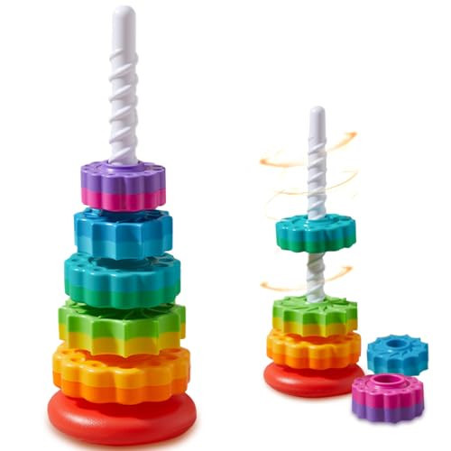 CAPT.GOOSE Rainbow Spinning Toy, Stacking Toy for Toddlers 1-3, Educational Montessori, Developmental Baby & Toddler, Autism Sensory, Gifts for One Year Old Girl Boy | Amazon (US)